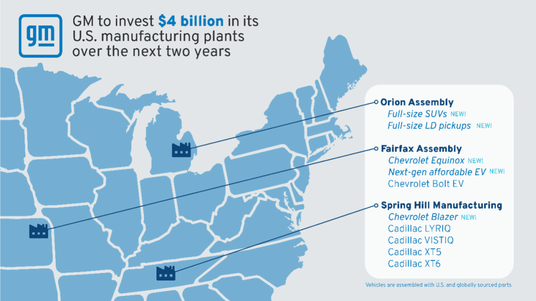 GM to invest $4 billion in its U.S. manufacturing plants